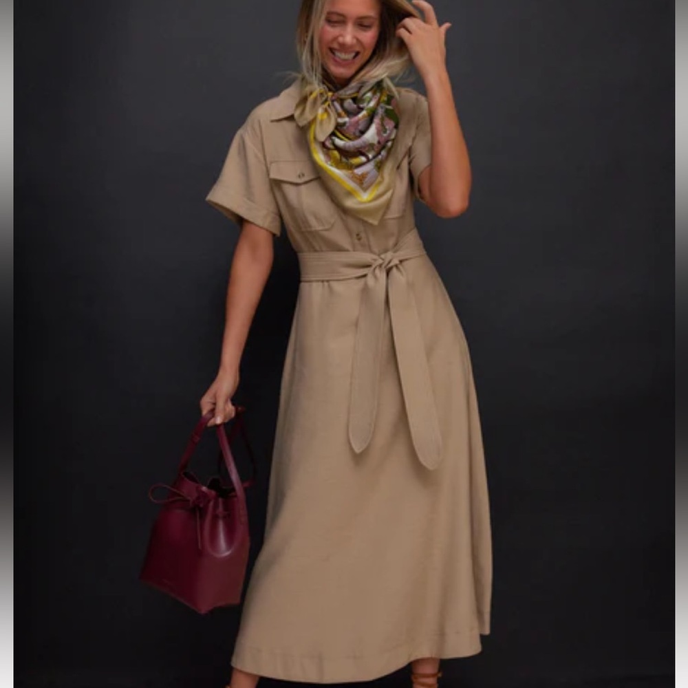 Chic Tuckernuck Tan Midi Dress with Belt- never worn